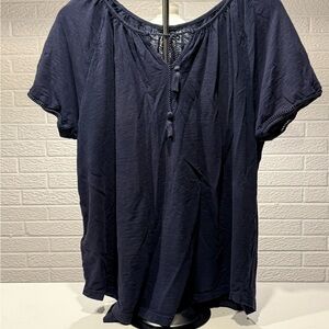 Eddie Bauer Blue‎ Short Sleeve Blouse with V-Neck